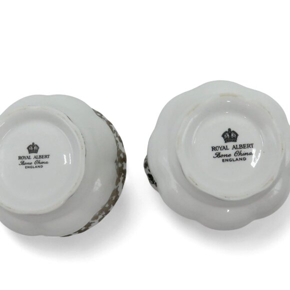 ROYAL ALBERT Silver Floral Cream And Sugar 25th Anniversary England Vintage - Picture 12 of 12